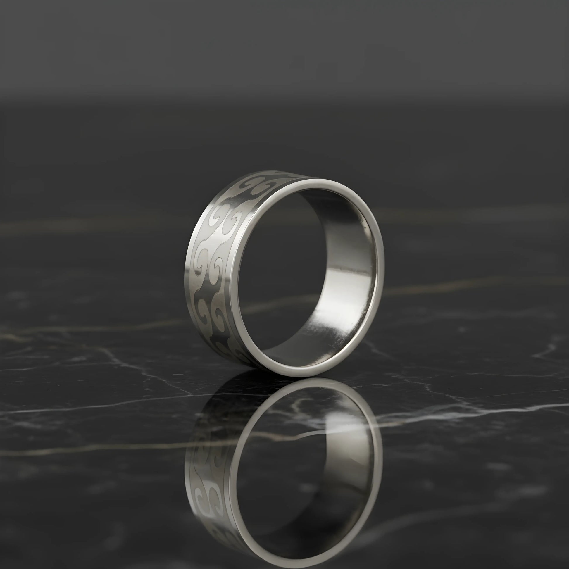 Wave Engraved Silver Ring 5.9cm