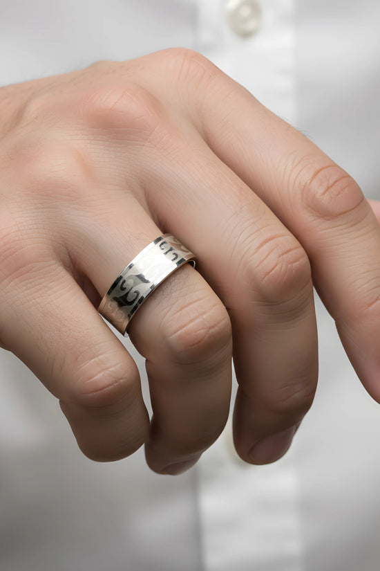 Wave Engraved Silver Ring 5.9cm