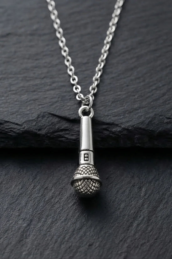 Studio Legend: Detailed 3D Microphone Statement Necklace