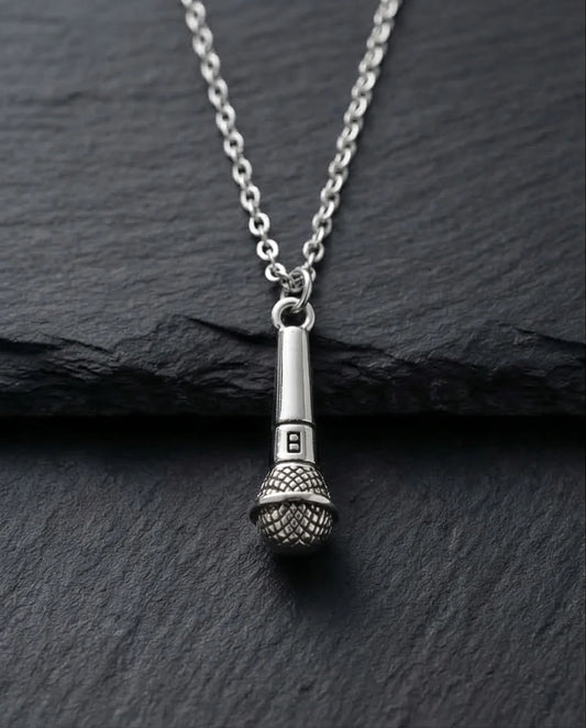 Studio Legend: Detailed 3D Microphone Statement Necklace