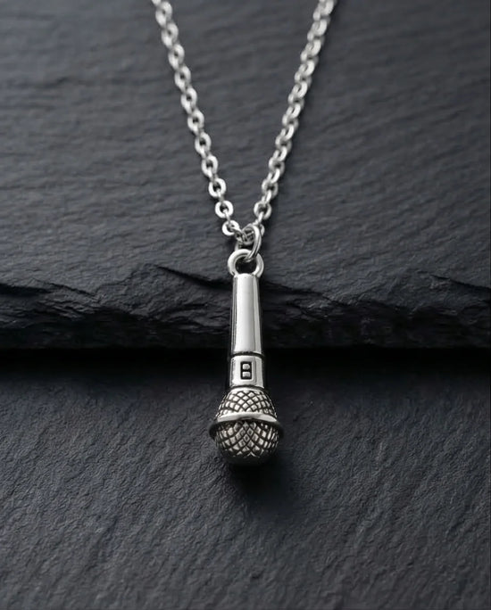Studio Legend: Detailed 3D Microphone Statement Necklace