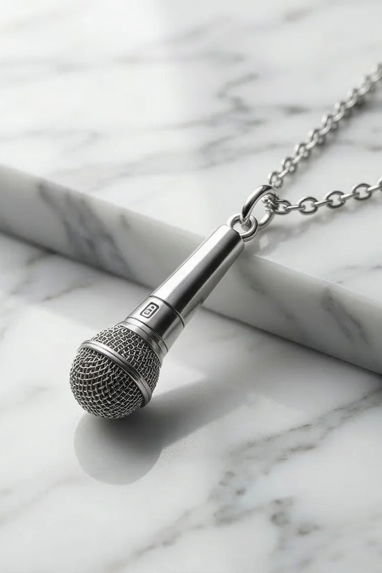 Studio Legend: Detailed 3D Microphone Statement Necklace