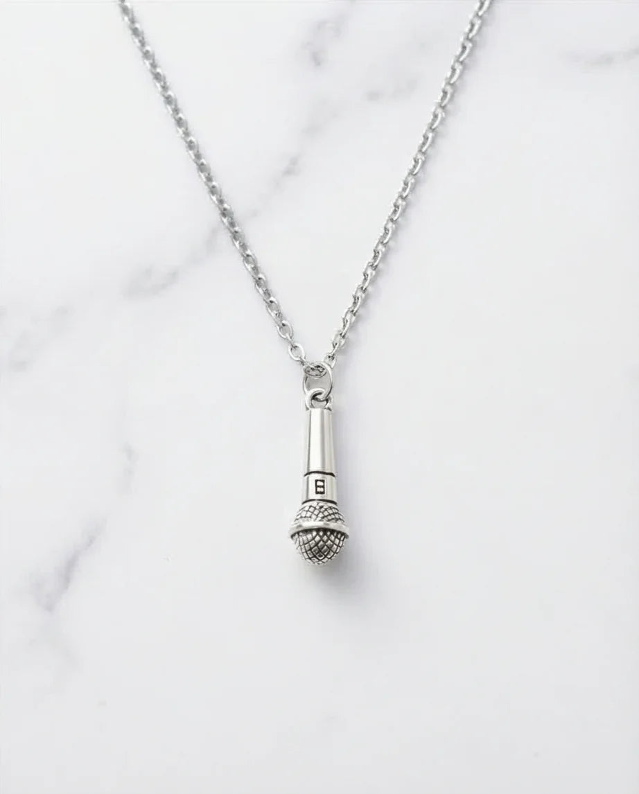 Studio Legend: Detailed 3D Microphone Statement Necklace