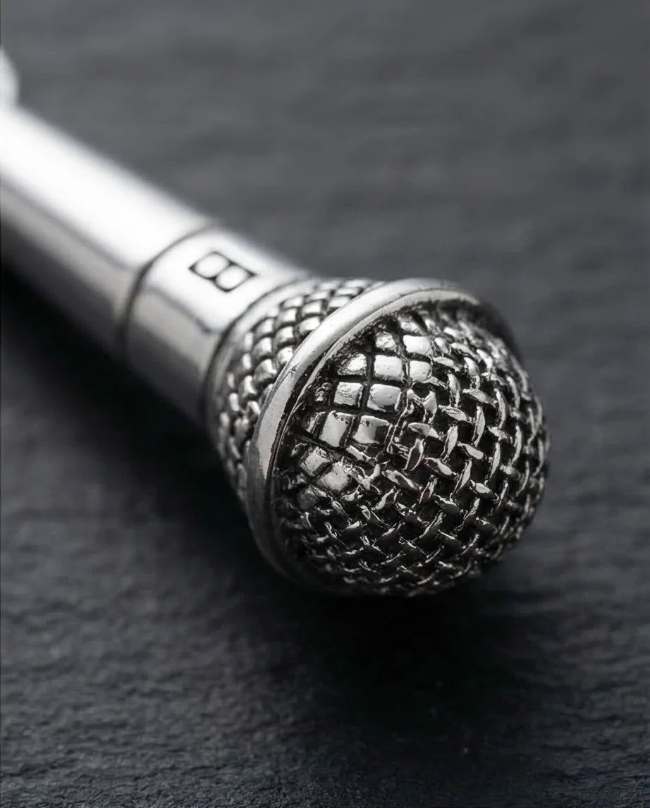 Studio Legend: Detailed 3D Microphone Statement Necklace