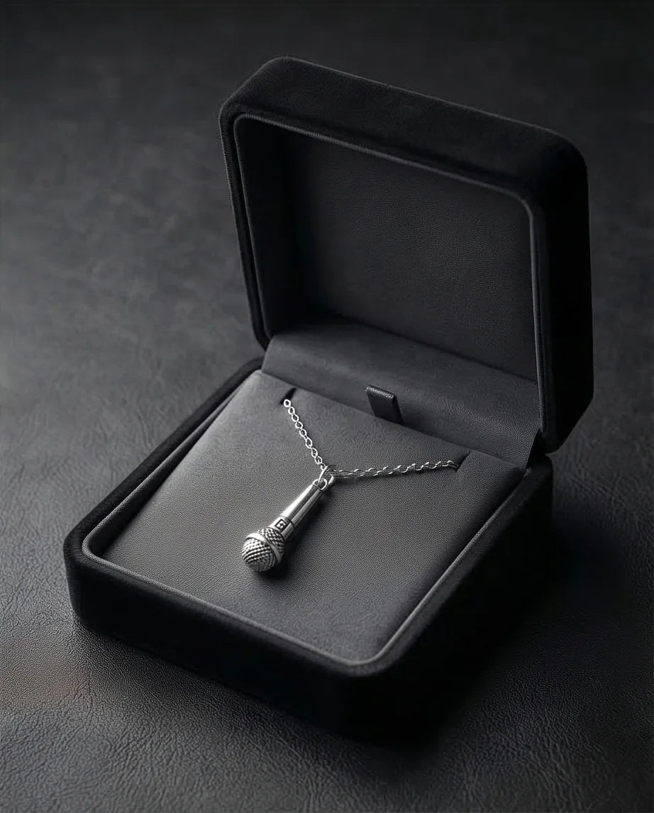 Studio Legend: Detailed 3D Microphone Statement Necklace