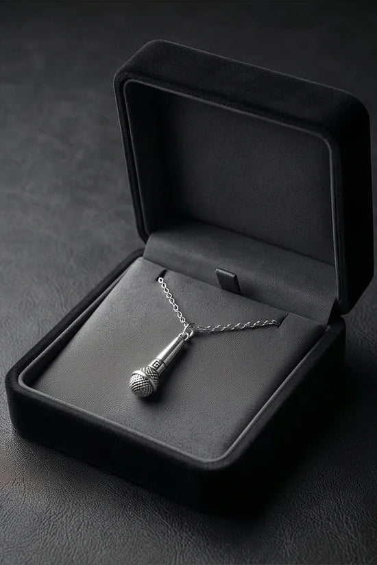 Studio Legend: Detailed 3D Microphone Statement Necklace