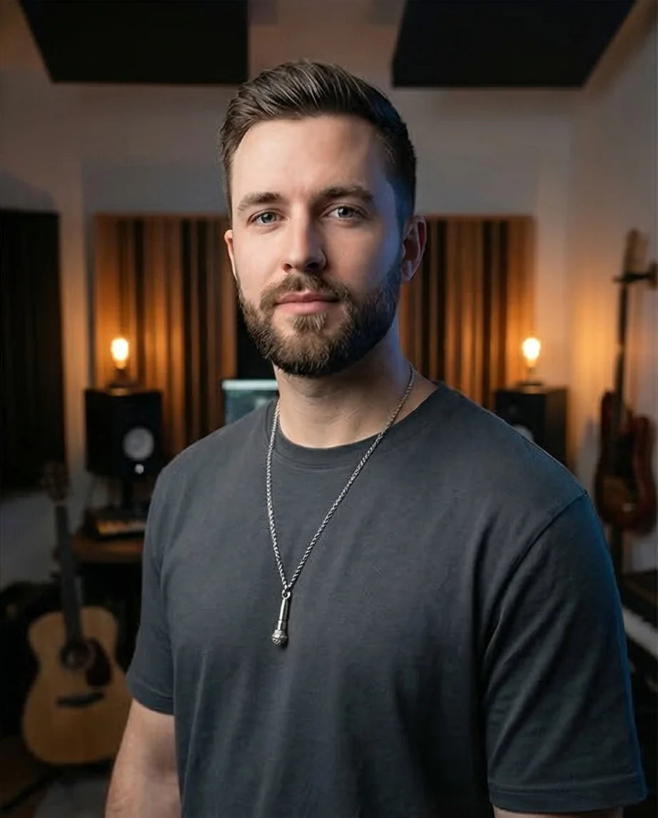 Studio Legend: Detailed 3D Microphone Statement Necklace