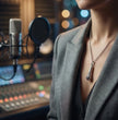 Studio Legend: Detailed 3D Microphone Statement Necklace