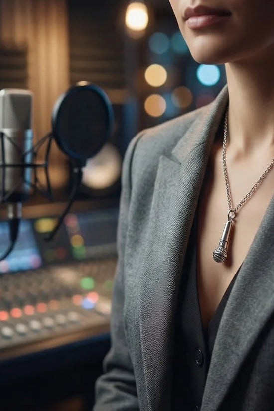Studio Legend: Detailed 3D Microphone Statement Necklace