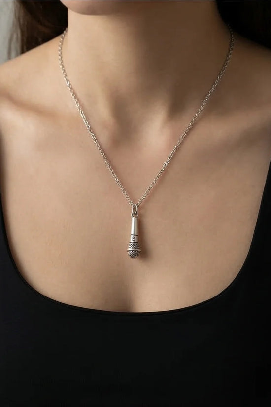 Studio Legend: Detailed 3D Microphone Statement Necklace