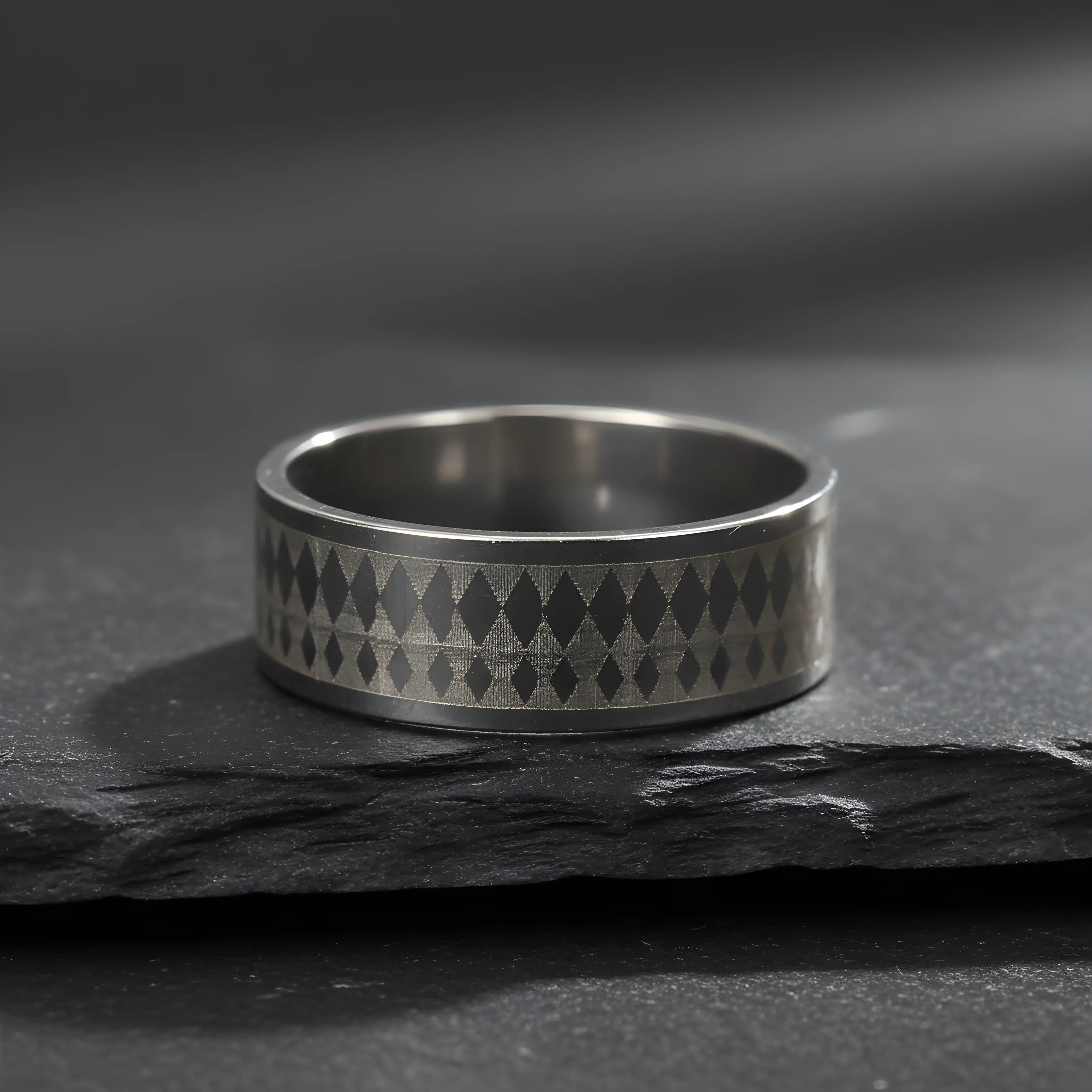 Diamond Pattern Steel Ring 6cm