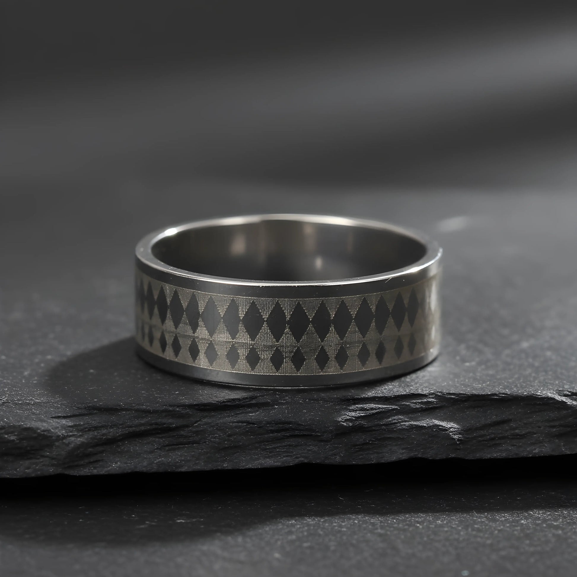 Diamond Pattern Steel Ring 6cm