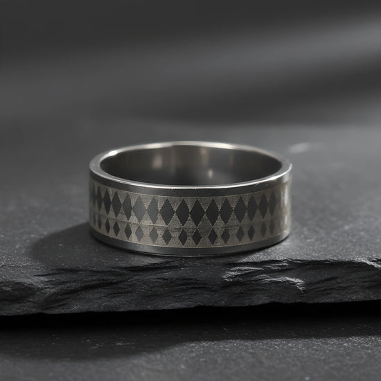 Diamond Pattern Steel Ring 6cm