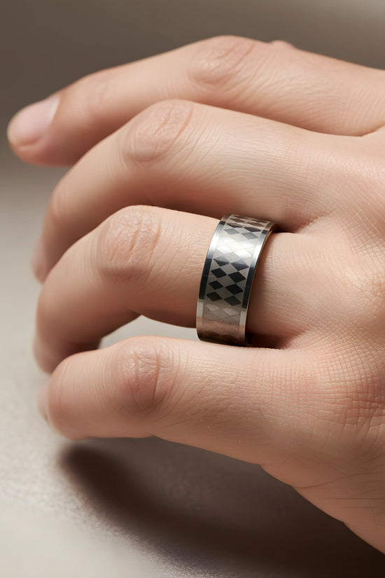 Diamond Pattern Steel Ring 6cm