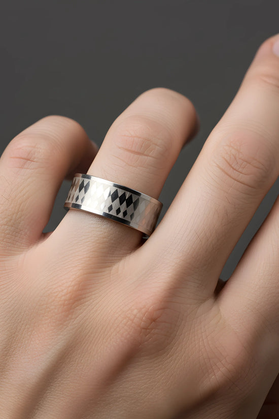 Diamond Pattern Steel Ring 6cm