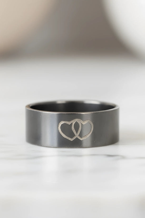 Double Heart Steel Ring 5.3cm