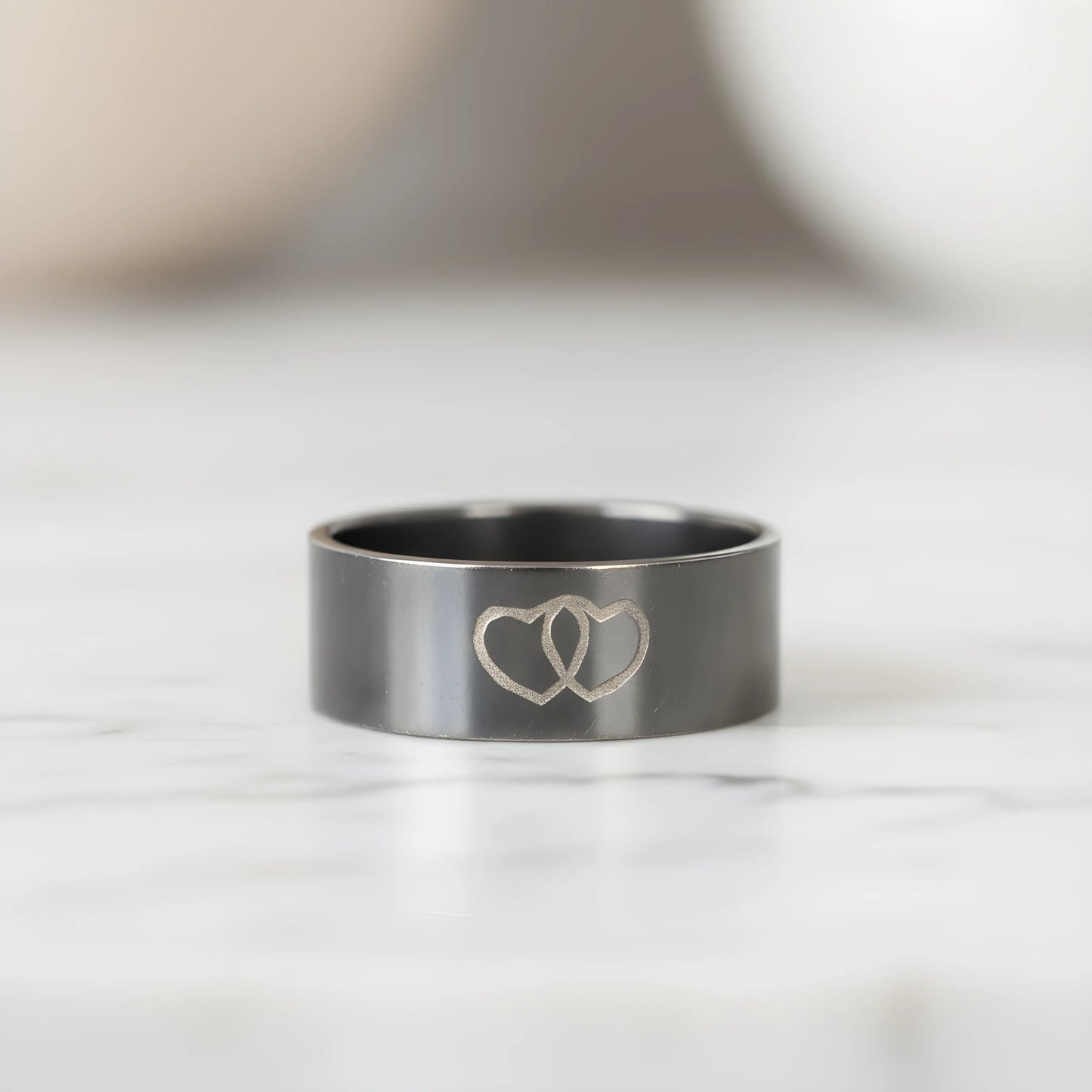 Double Heart Steel Ring 5.3cm