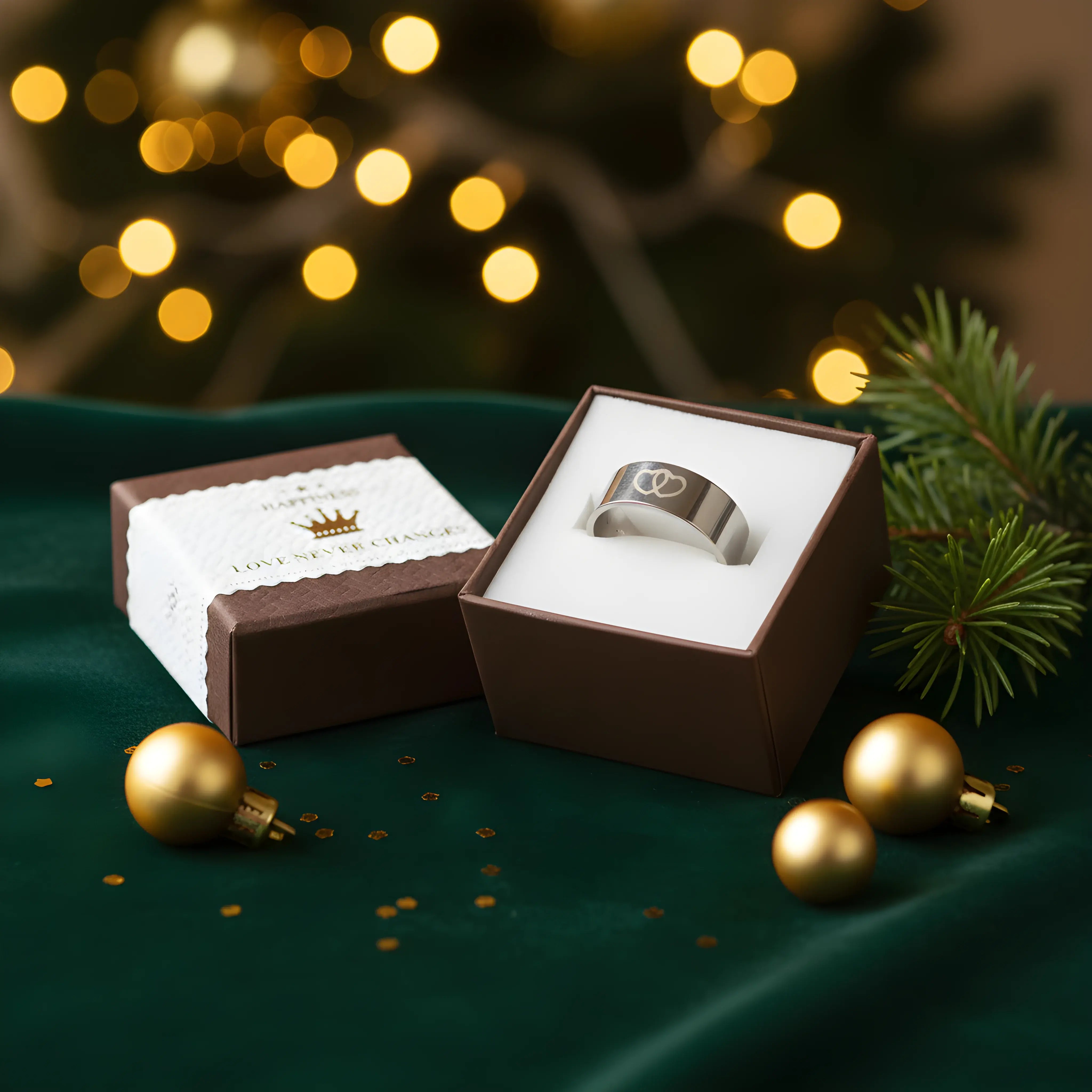 Double Heart Steel Ring 5.3cm