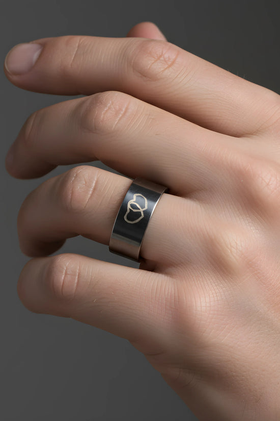 Double Heart Steel Ring 5.3cm