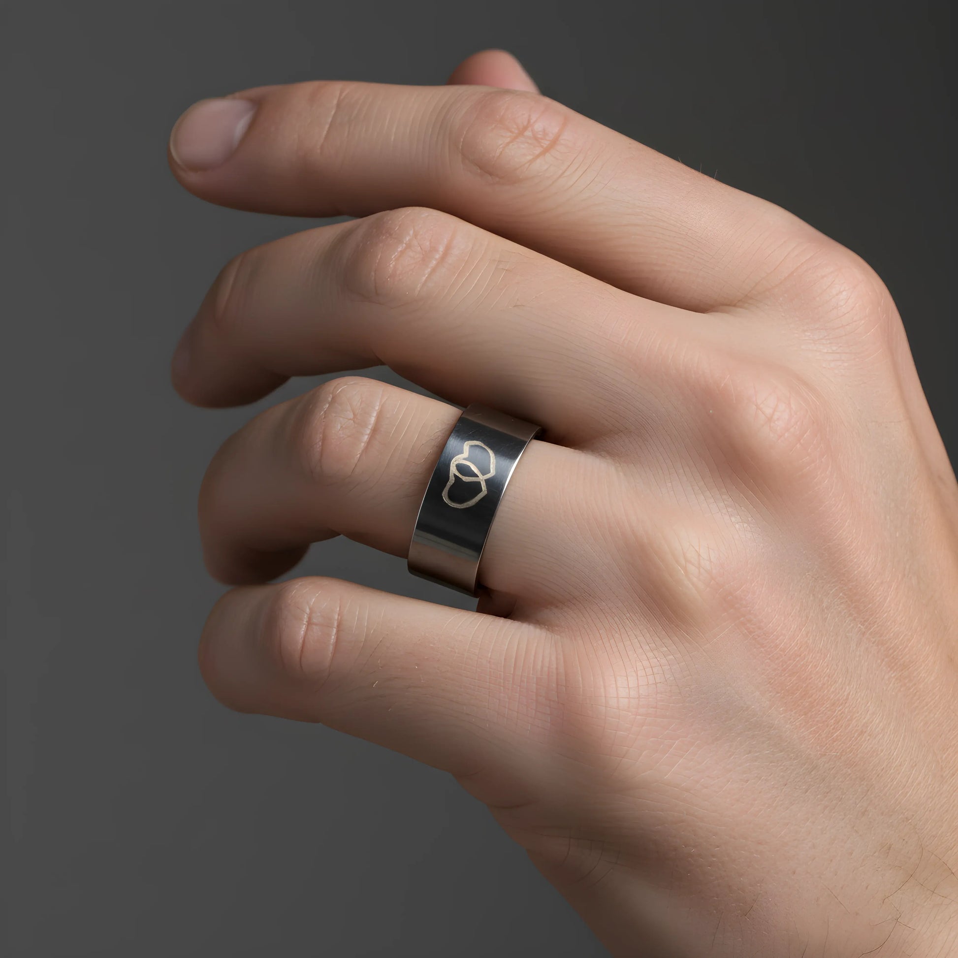 Double Heart Steel Ring 5.3cm