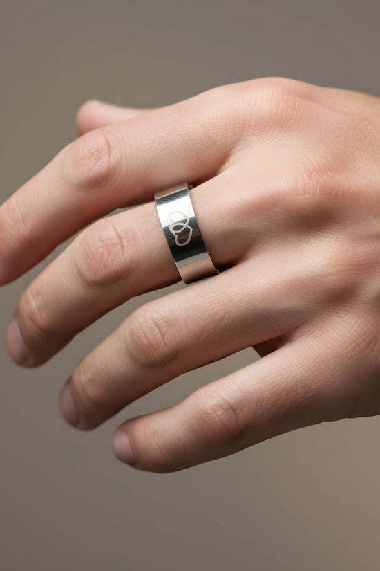 Double Heart Steel Ring 5.3cm