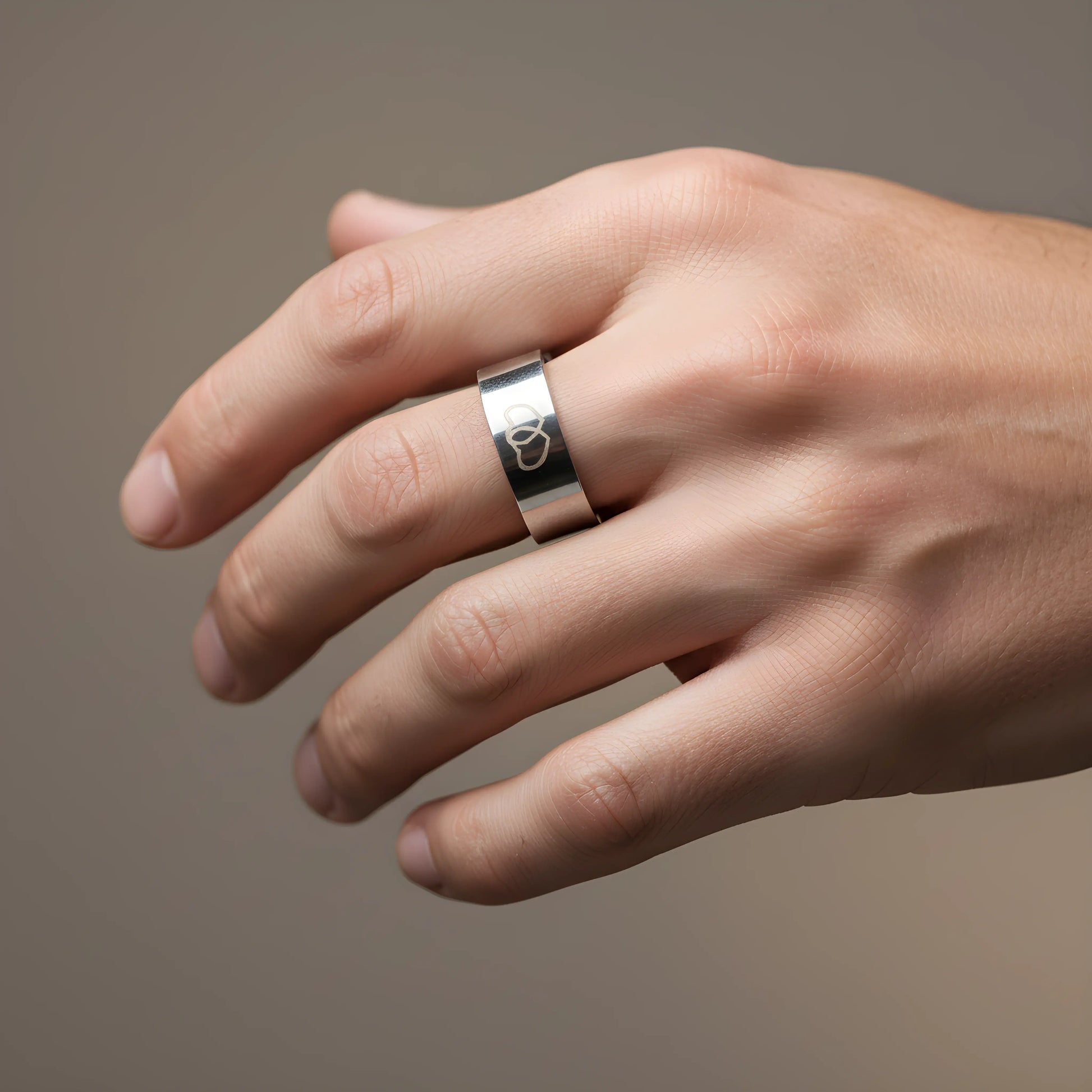 Double Heart Steel Ring 5.3cm