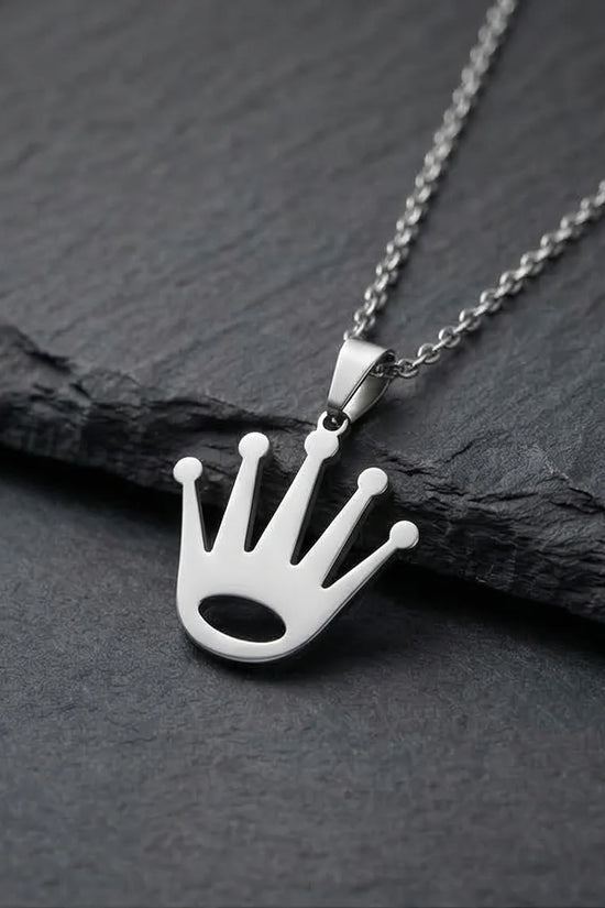 The Royal Reign: Minimalist Silver Crown Necklace