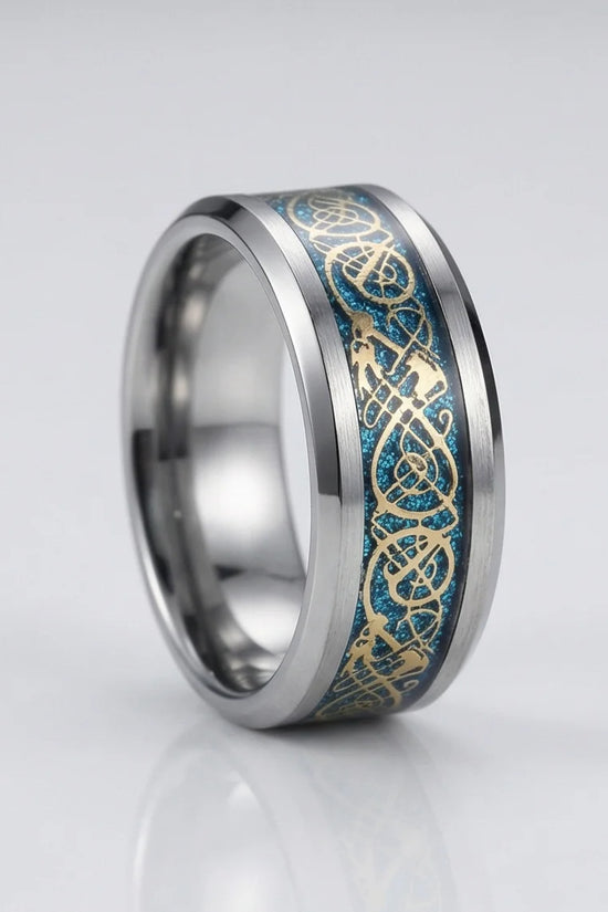 Golden Guardian: Celtic Dragon Black Tungsten Ring