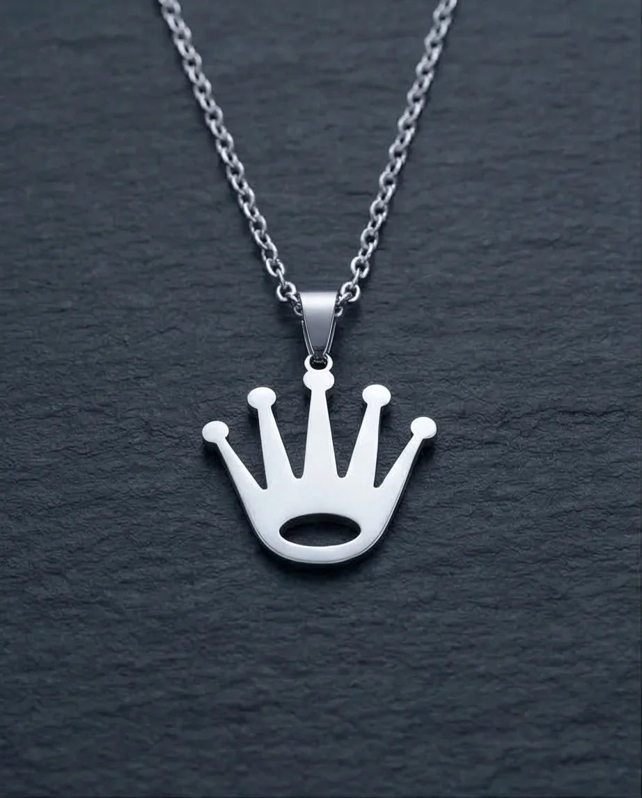 The Royal Reign: Minimalist Silver Crown Necklace