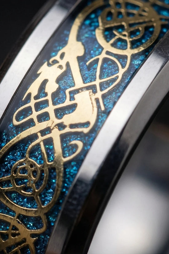 Golden Guardian: Celtic Dragon Black Tungsten Ring