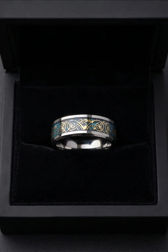 Golden Guardian: Celtic Dragon Black Tungsten Ring