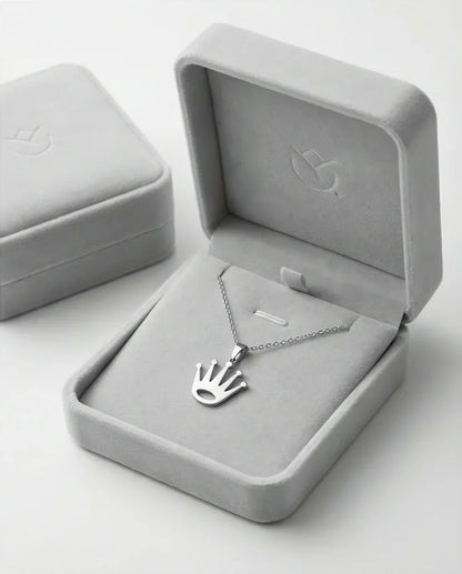 The Royal Reign: Minimalist Silver Crown Necklace