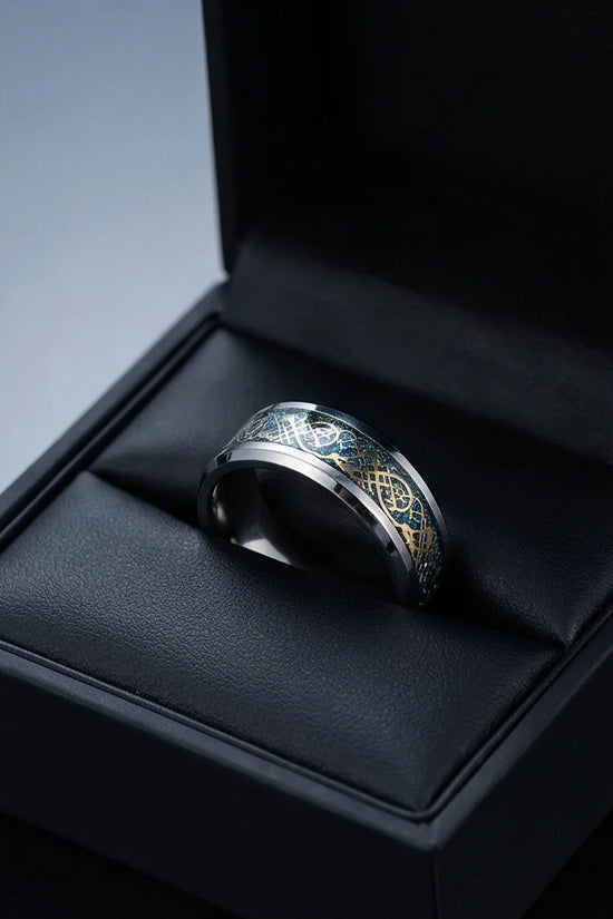 Golden Guardian: Celtic Dragon Black Tungsten Ring