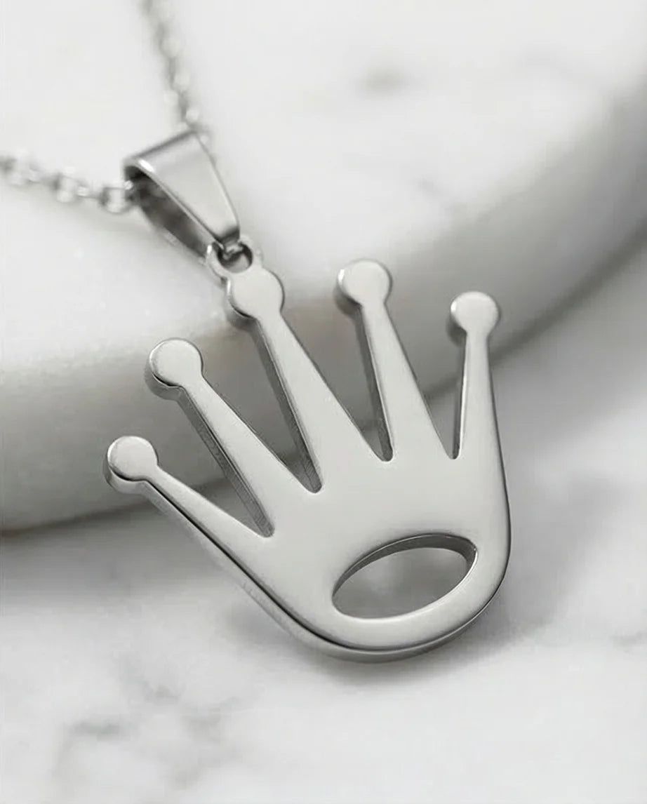 The Royal Reign: Minimalist Silver Crown Necklace