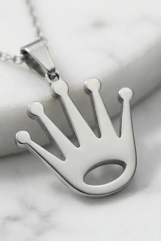 The Royal Reign: Minimalist Silver Crown Necklace