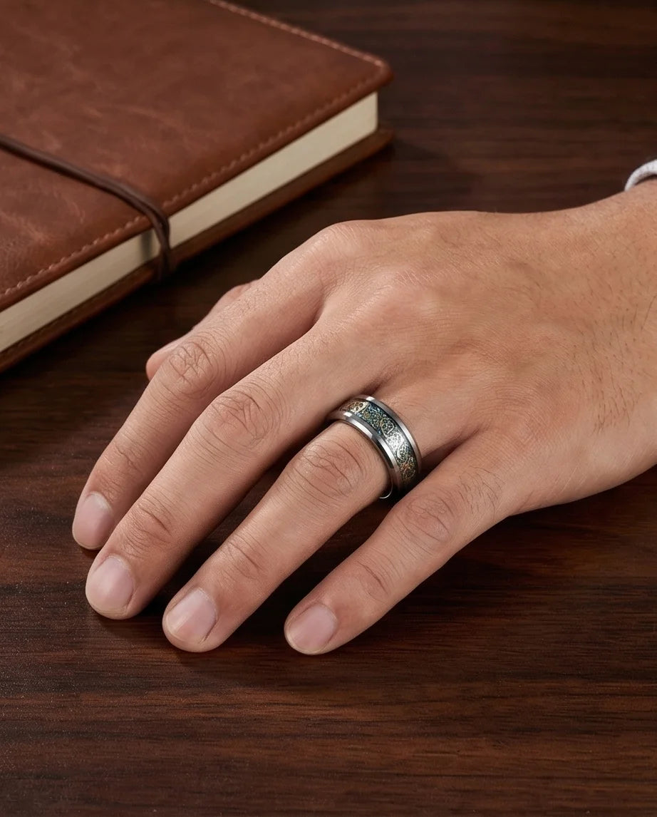 Golden Guardian: Celtic Dragon Black Tungsten Ring