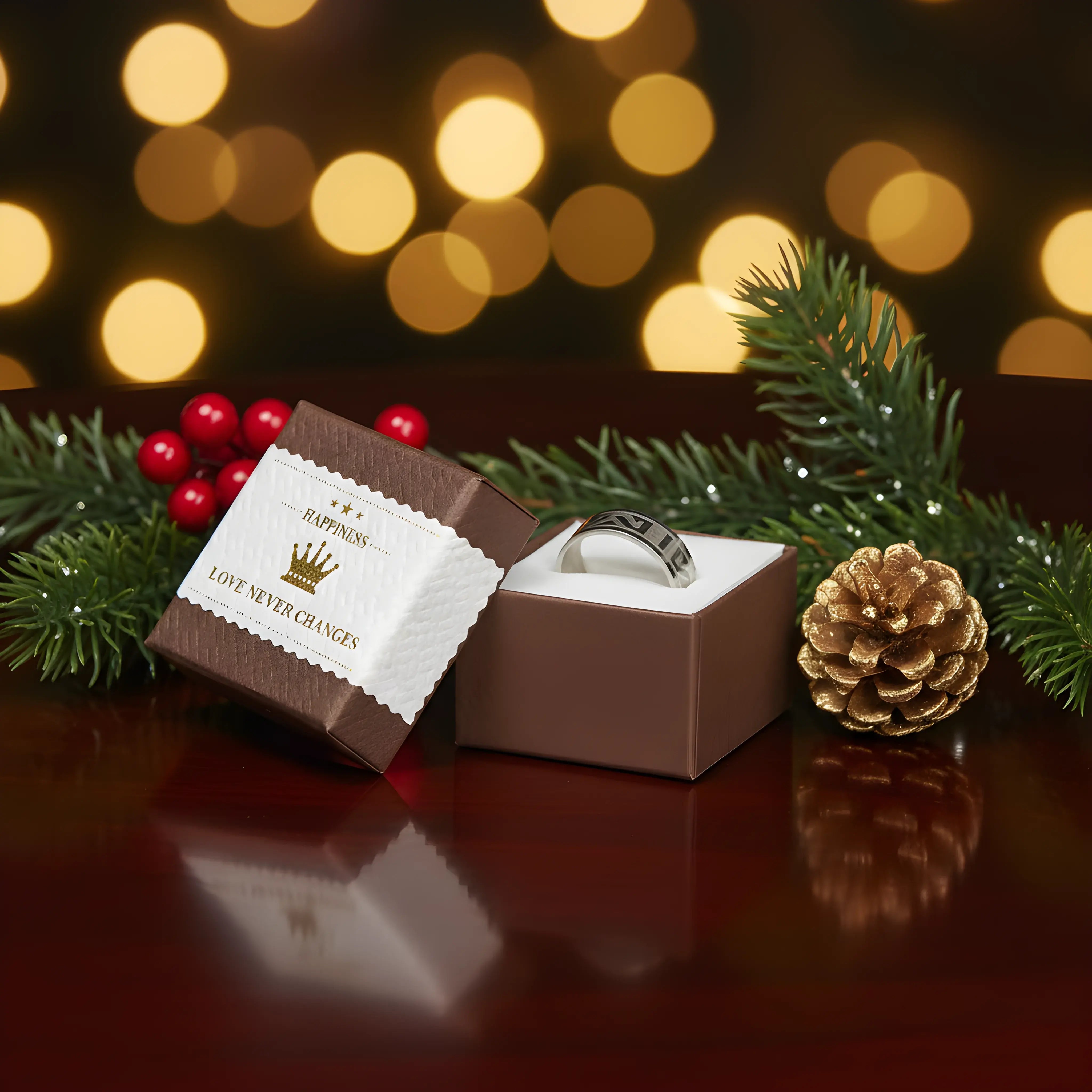 Geometric Pattern Steel Ring 5.9cm