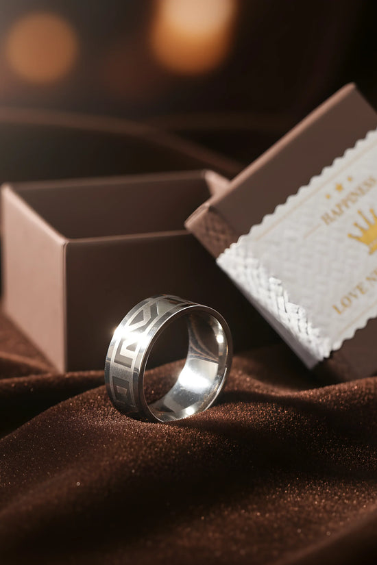 Geometric Pattern Steel Ring 5.9cm