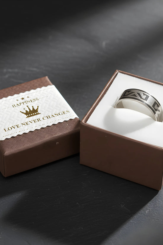Geometric Pattern Steel Ring 5.9cm