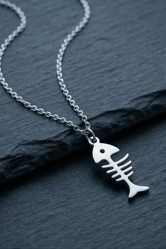 The Deep Sea Echo: Silver Fishbone Necklace