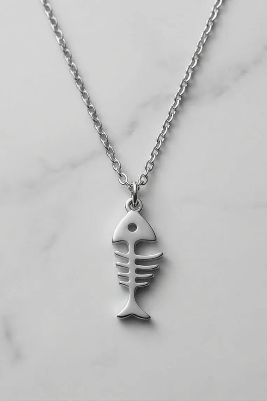 The Deep Sea Echo: Silver Fishbone Necklace