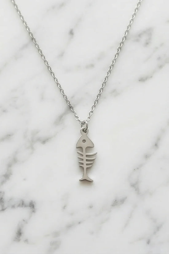 The Deep Sea Echo: Silver Fishbone Necklace
