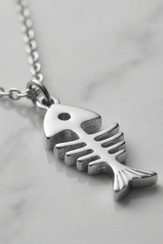 The Deep Sea Echo: Silver Fishbone Necklace