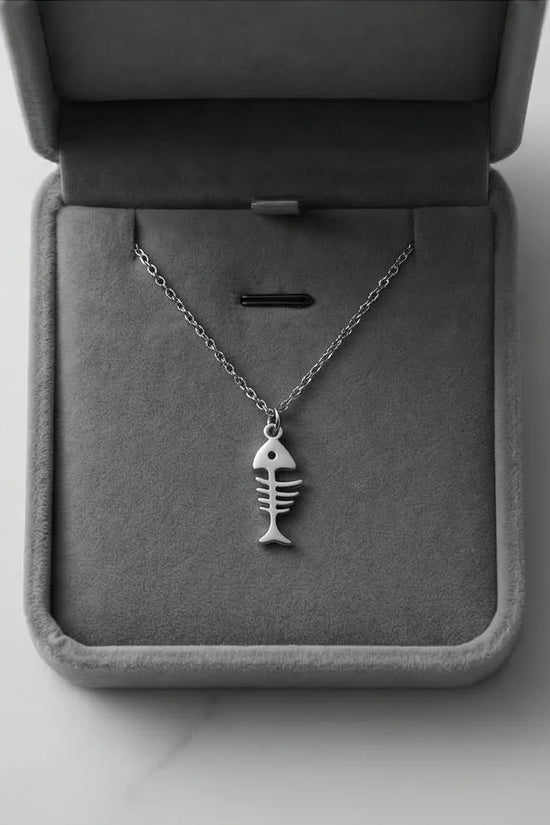The Deep Sea Echo: Silver Fishbone Necklace