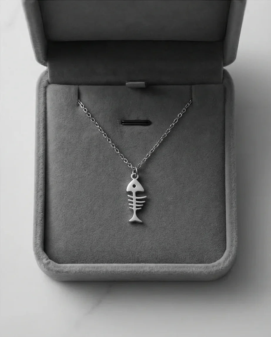 The Deep Sea Echo: Silver Fishbone Necklace