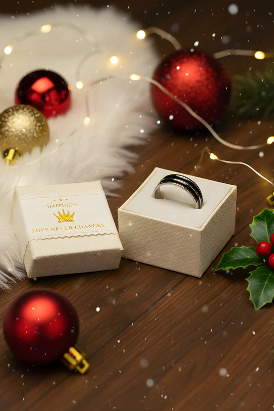 Dual Black Stripe Steel Ring 6.2cm