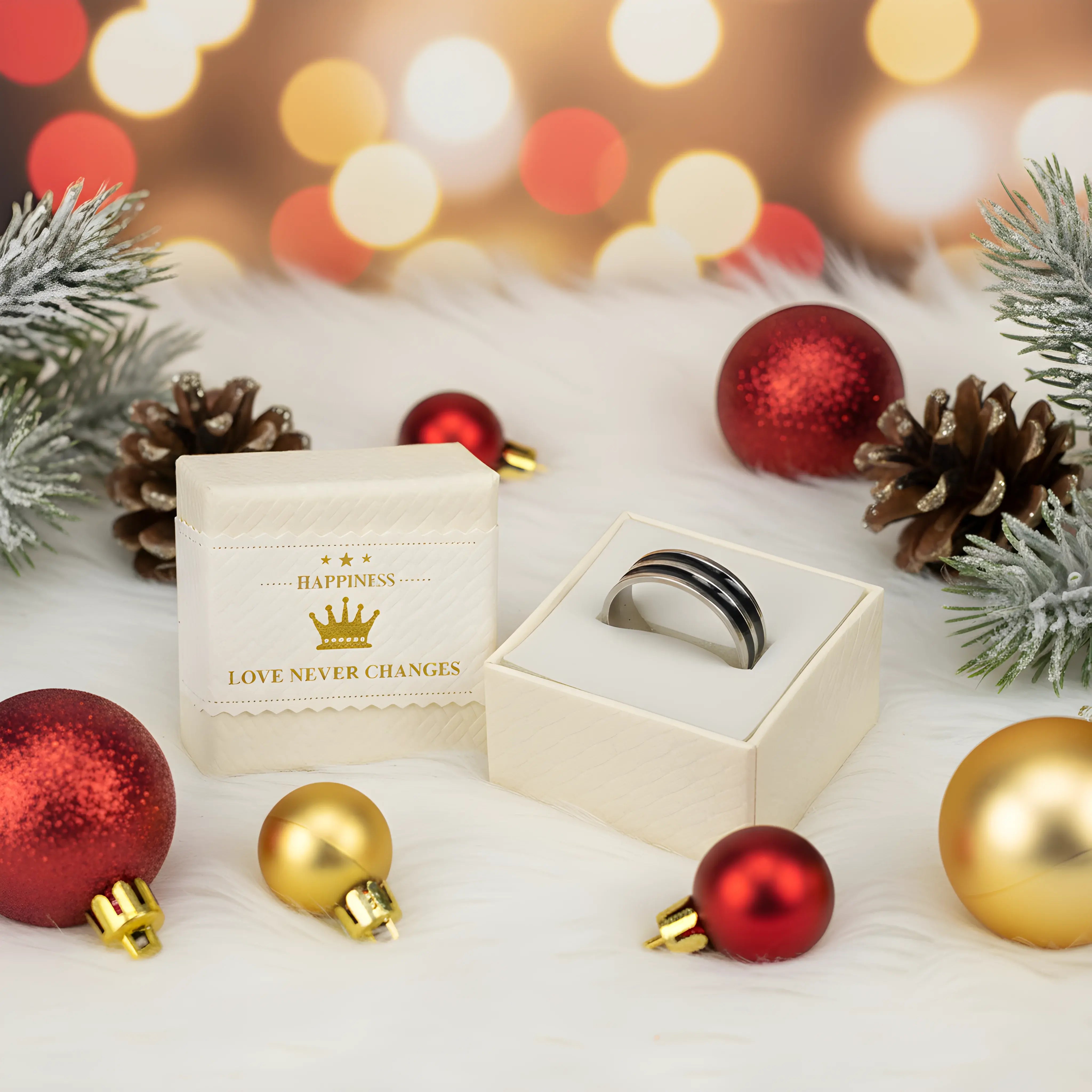 Dual Black Stripe Steel Ring 6.2cm