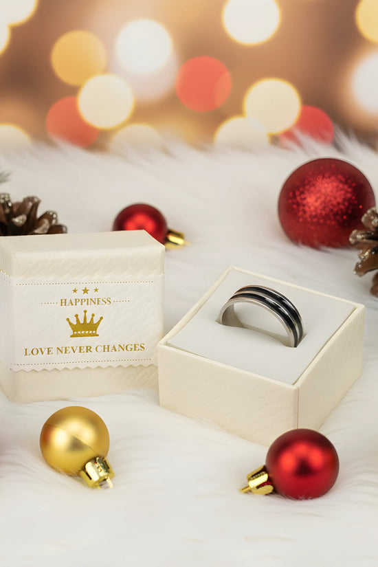 Dual Black Stripe Steel Ring 6.2cm