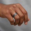 Dual Black Stripe Steel Ring 6.2cm