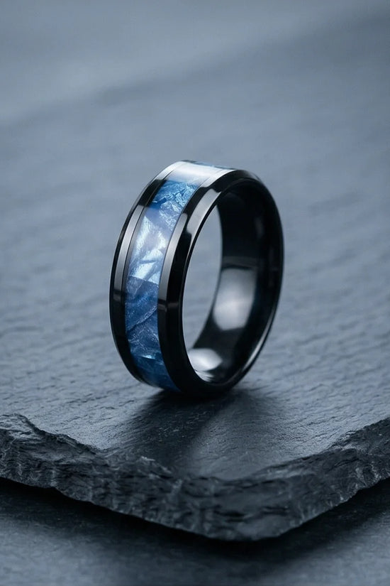 Obsidian Rift: Deep Blue Marble Statement Ring